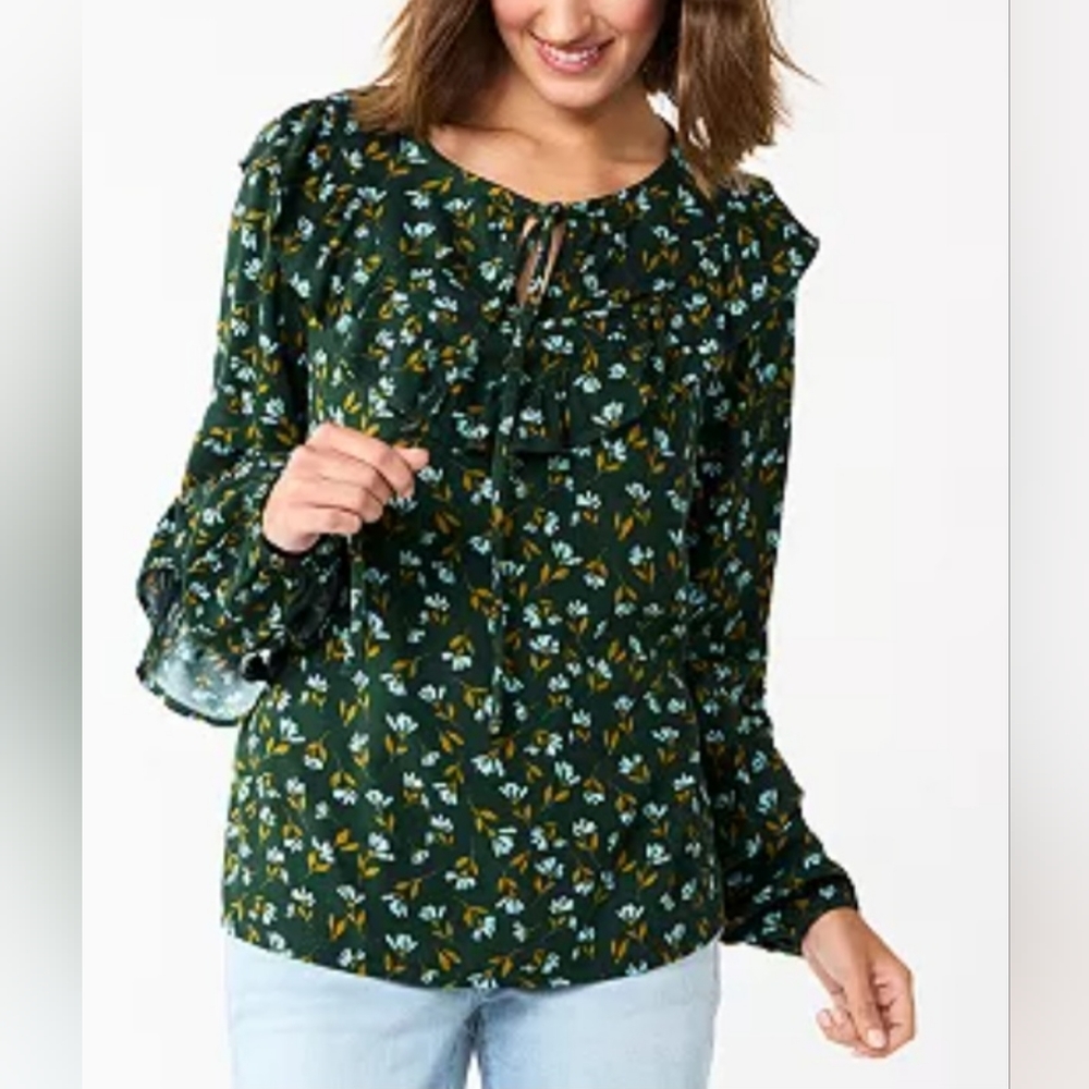 Sonoma Ruffled Peasant Style Blouse